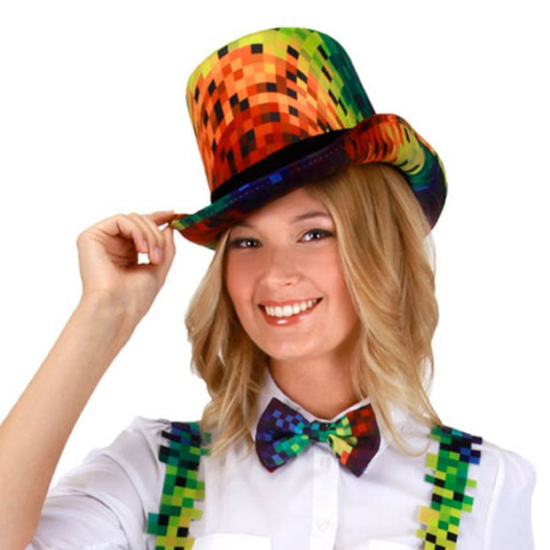 Pixel Rainbow Top Hat
