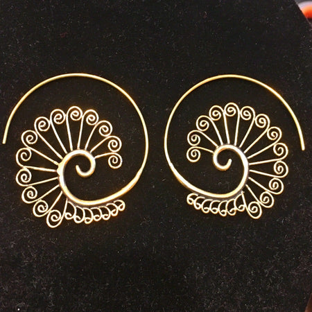 Fibonacci Gold Spiral Earring