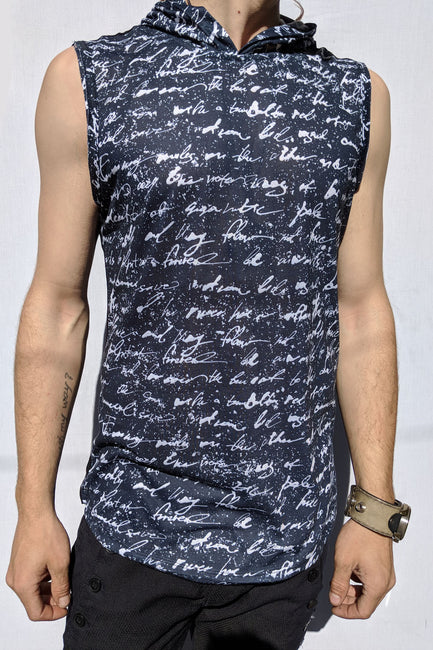 Cursive Sleeveless Hoodie