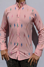 Coral Lightning Button Up