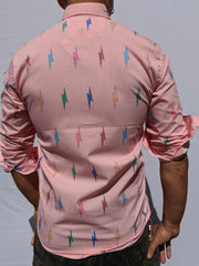 Coral Lightning Button Up