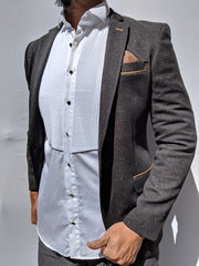Gray and Coffee Dotted Blazer