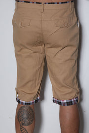 Plaid Cuff Denim Shorts