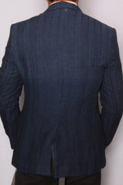 Linen Pinstriped Blue Jacket
