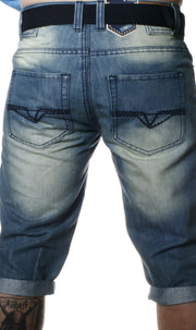 Cuffed Denim Shorts w/ Belt