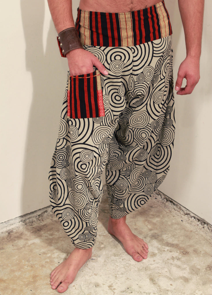 Nepalese Cotton Patchwork Harem Pants With Bleached Out Detailing  Hippy  Clothing by HIPPY BUDDY