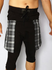 Plaid-Flap Grunge Harem Shorts