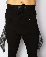Plaid-Flap Grunge Harem Shorts