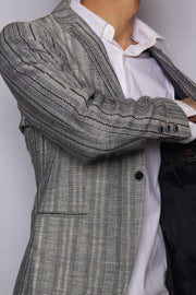 Quilting Dotted Stripe Blazer