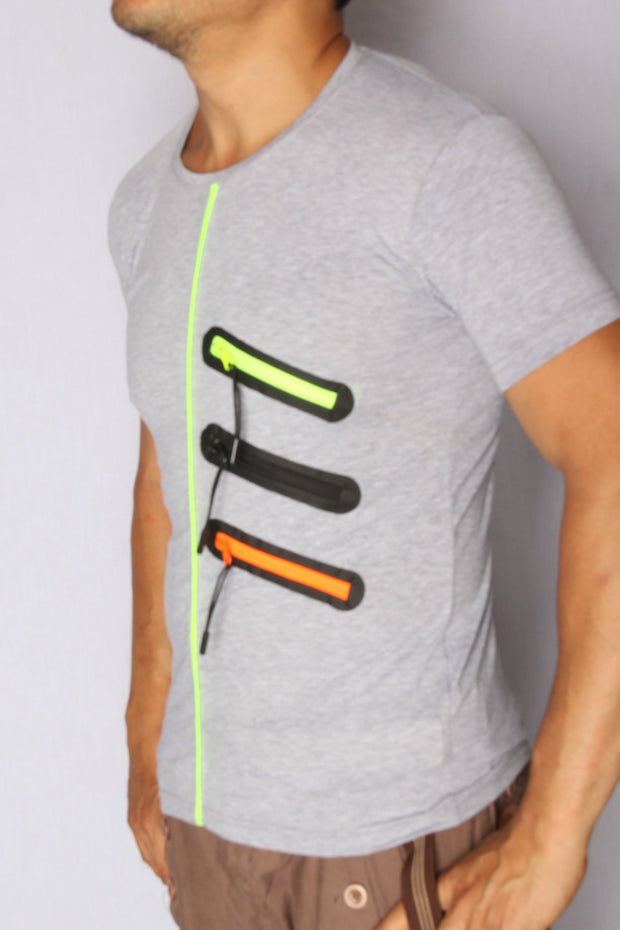 Tri Neon Zipper T-Shirt