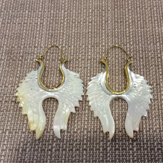 Abalone angel wing earrings
