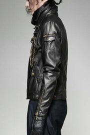 Steampunk Short Gear Leather Coat